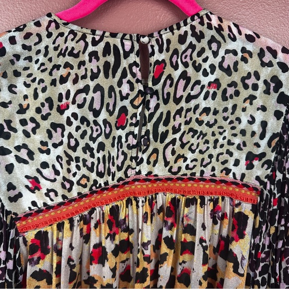 Anthropologie Bl^nk Miranda leopard print blouse size medium with embroidery - Picture 12 of 13